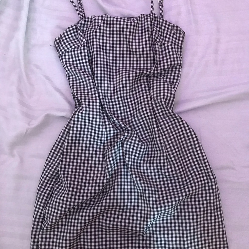 lucy in the sky gingham self tie dress